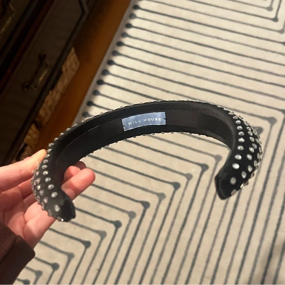 Hill House Black Padded Headband with Silver Rhinestones